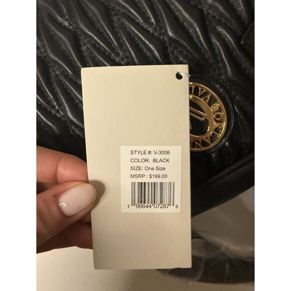 Valentino Orlandi Black Quilted Leather Zip Crossbody Purse NWT $199 [jb] - Picture 12 of 14